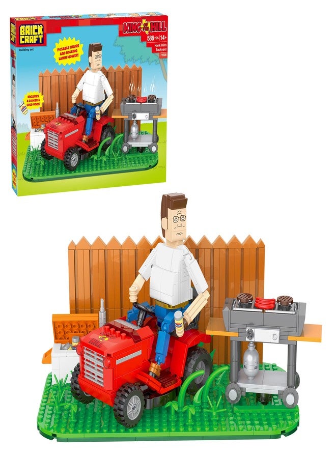 Brickcraft King of The Hill Hank Hill’s Backyard Building Kit (586-Piece Set), Hank Hill Figure, Lawn Mower, Grill & Cooler, Animated TV Show Collectible Display Xmas Christmas - Image 1